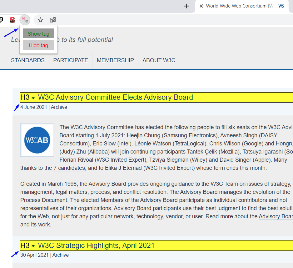 תוסף לכרום - H-tag הצגת כותרות HTML שבעמוד