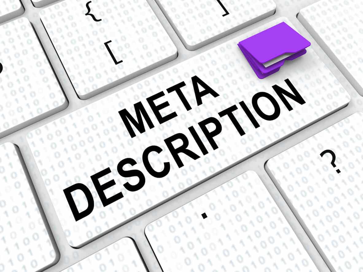 איור של מקלדת בה יש כפתור עם הטקסט באנגלית: Meta Description. לצד הטקסט יש תיקייה בצבע סגול